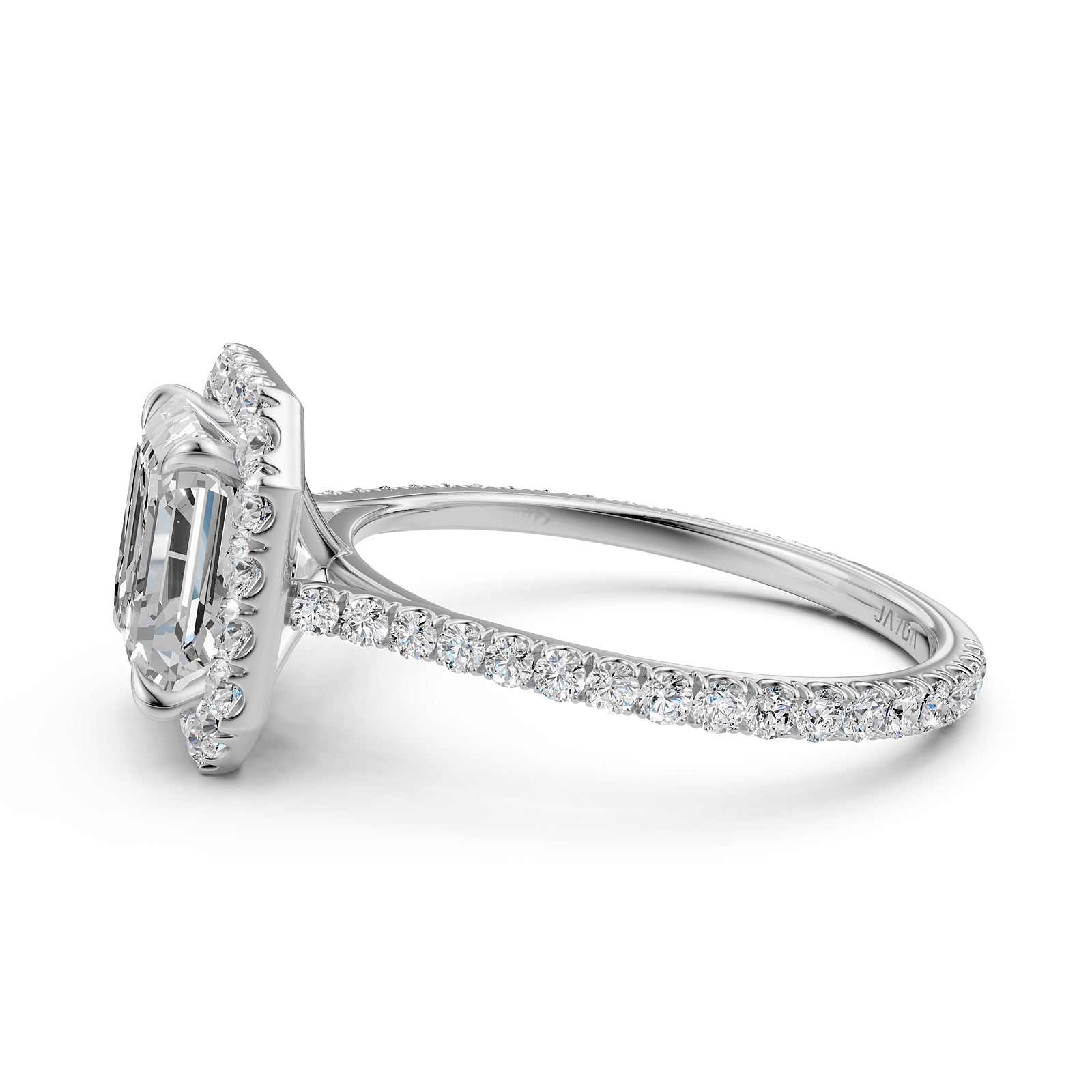 French U Pave Halo 2.54 Ctw. Round IGI Certified Diamond Engagement Ring
